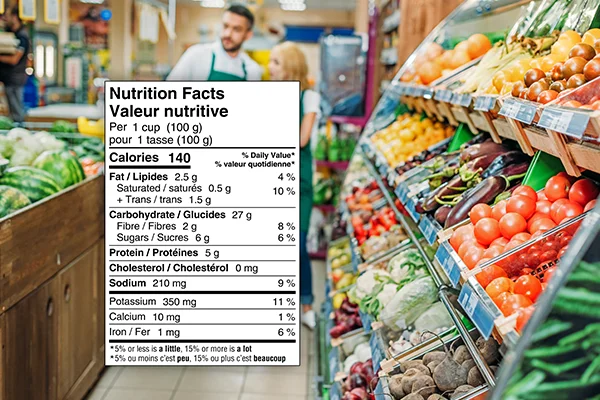 grocery store with nutrition label