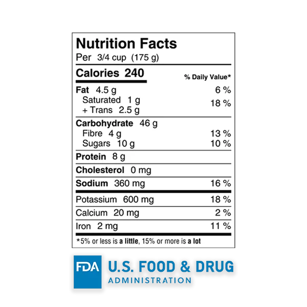 nutrition label with fda logo