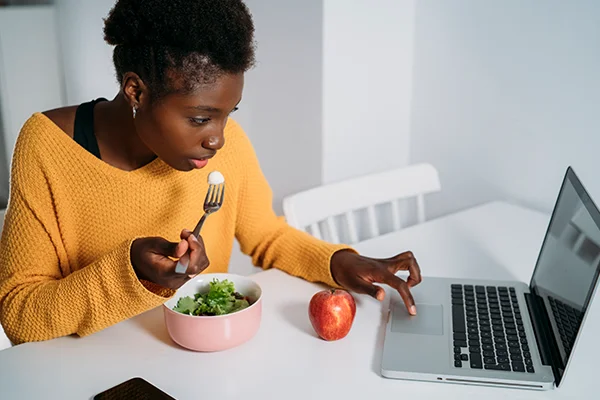 woman working using a laptop