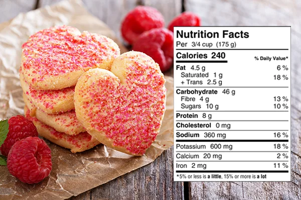 cookies with nutrition facts label