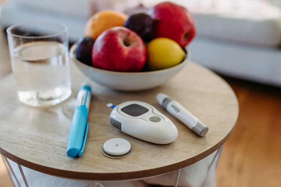 diabetes supplies and devices on table