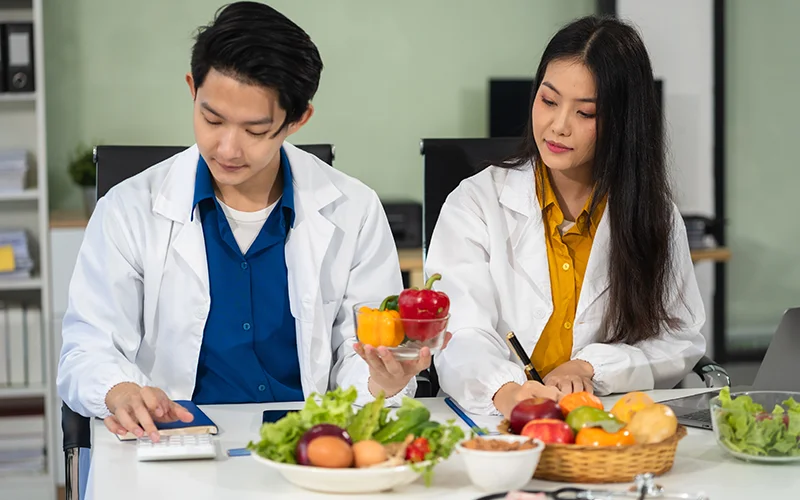 doctors analyzing samples in lab