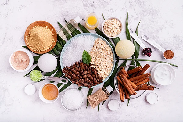 ingredients on a table top view